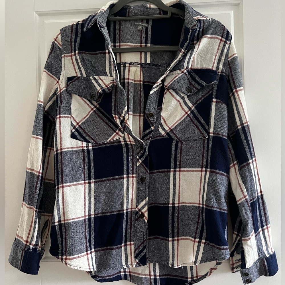 Red, white & blue plaid long sleeve